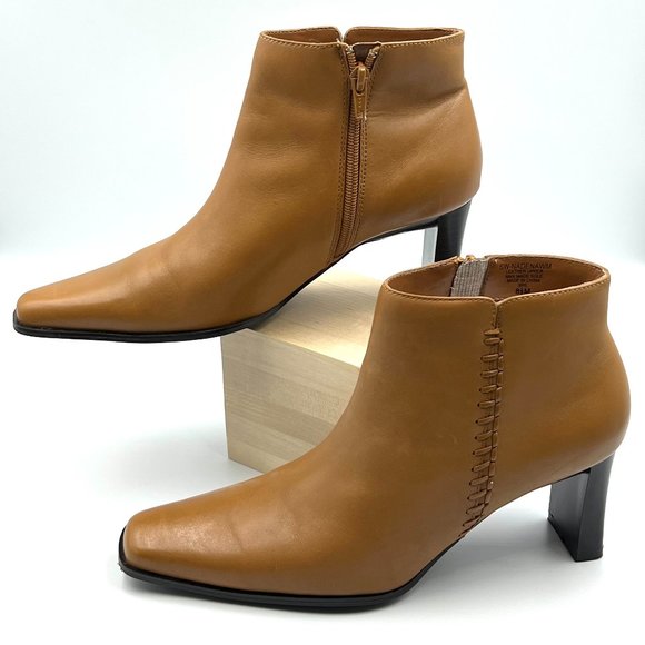 Bandolino Shoes - Bandolino Leather Block Heel Ankle Boots   - Sz 8.5